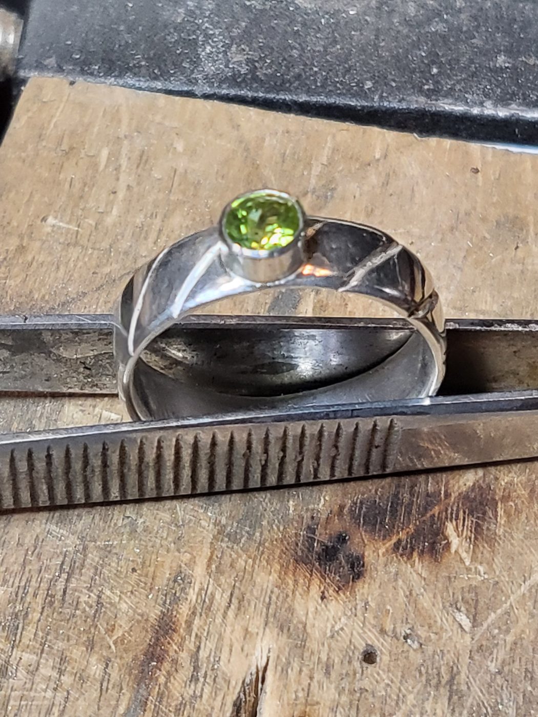Sterling Silver Ring with Round Peridot