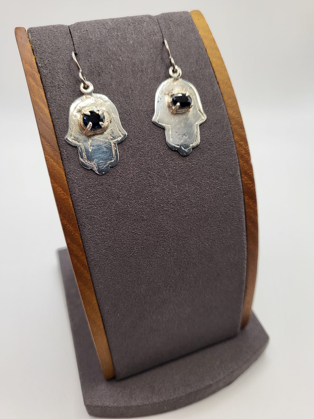 Sterling Silver Earrings set with Sapphires