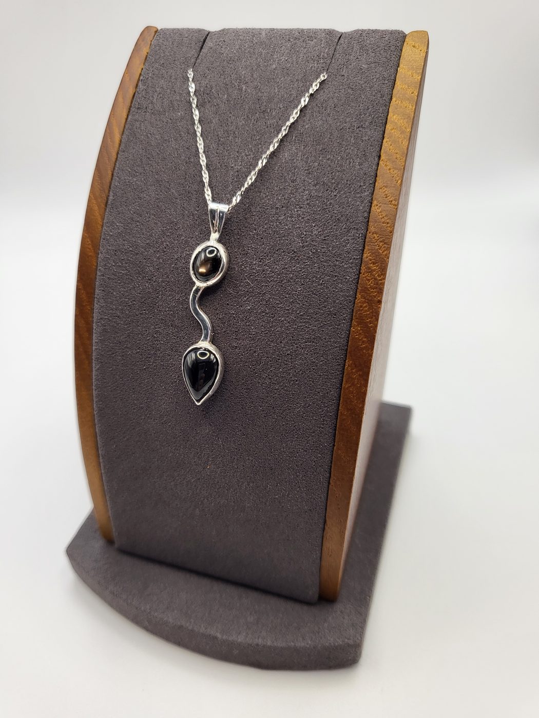 Sterling Silver Pendant with Diopside Cabochons